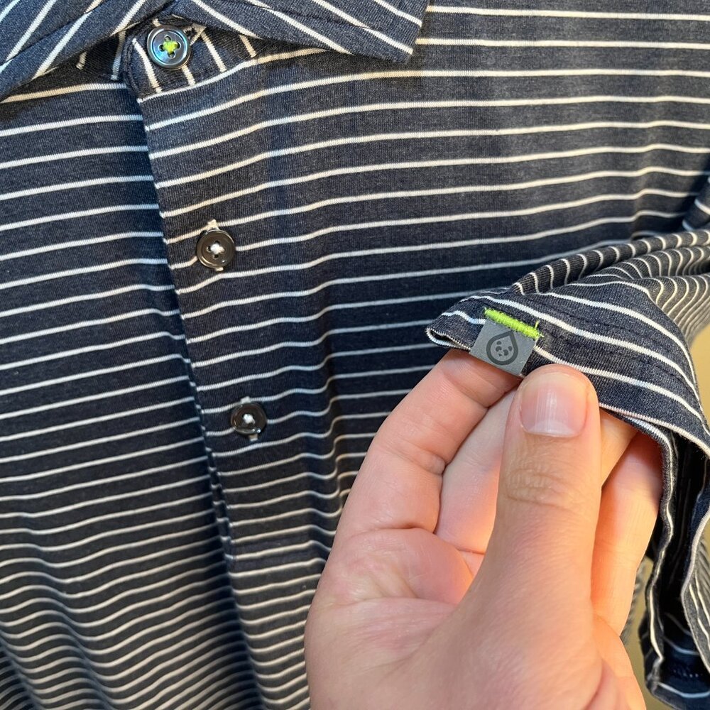 Tasc Performance Men's white & blue striped Mint Condition golf polo shirt XXL - Picture 2 of 6